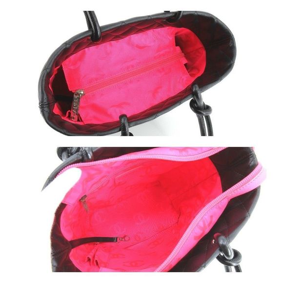 Chanel Cambon Line Medium Tote Bag Lambskin Black Silver Shoulder Bag - Picture 6 of 8